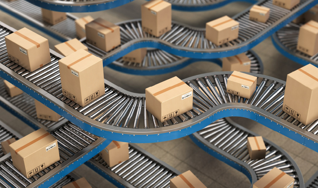 Boxes on a conveyor belt