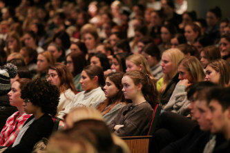 students in crowd