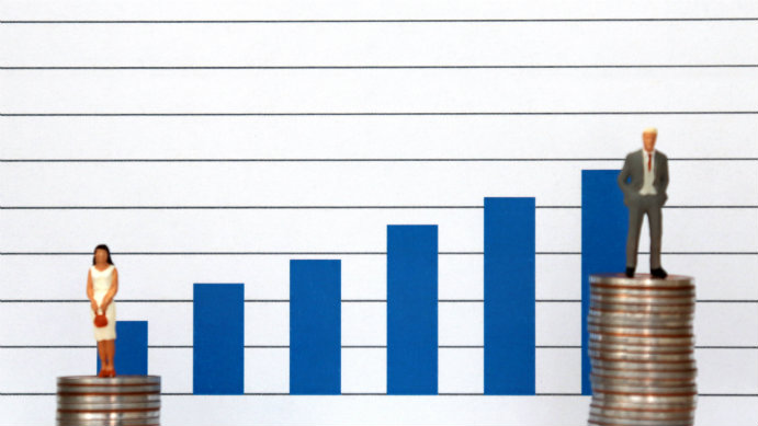 bar graph with man and woman as data points