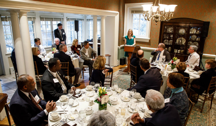 Whitney P. Witt speaks at her installation as dean. 