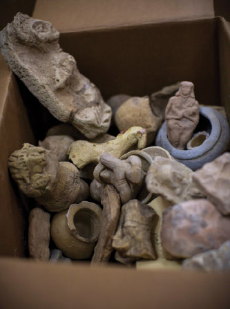 Clay pots from archaeological dig