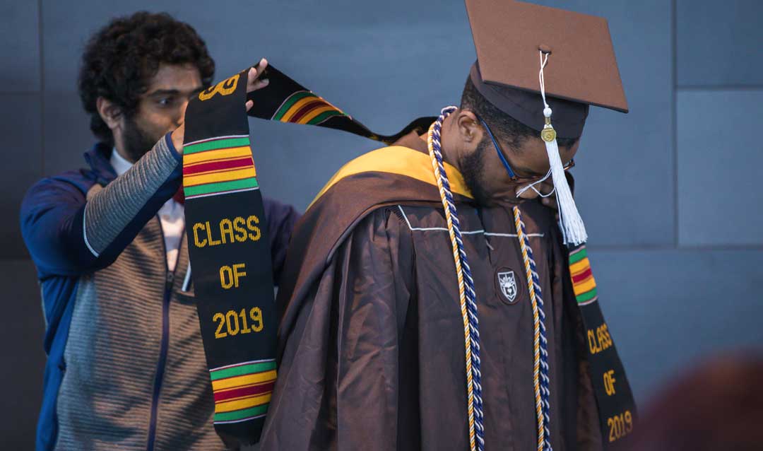 Students at Lehigh University's Donning of the Kente