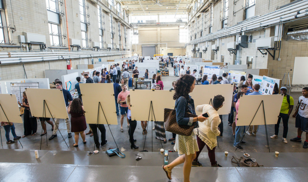 People gather at Lehigh University Summer Project Expo at Mountaintop in 2018018