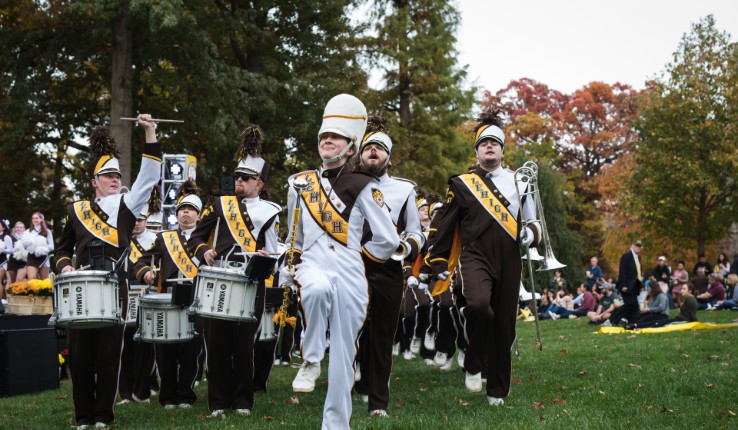 The Marching 97 band at Lehigh University's Brown and White BBQ