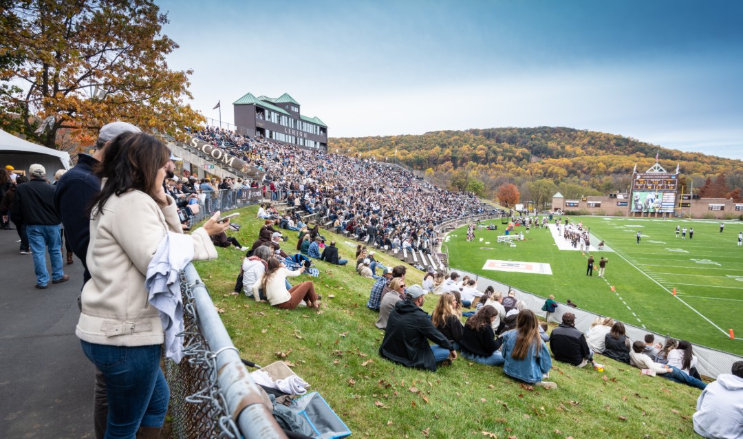 Crowd at football game during Lehigh University Founder's Weekend