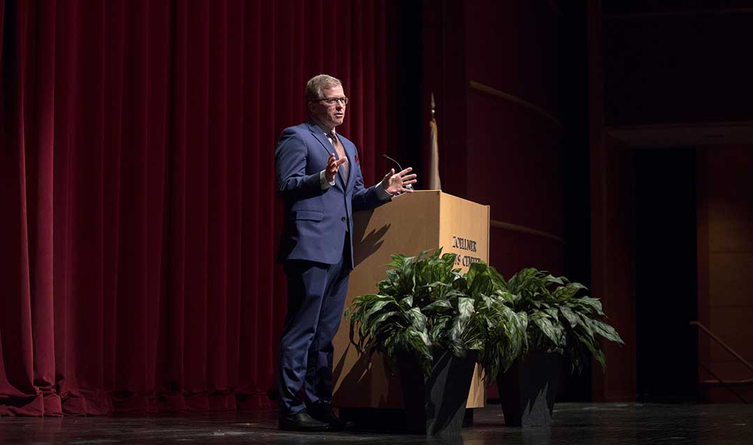 Charlie Dent takes questions after delivering the Lehigh University Kenner Lecture