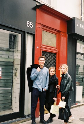 Friends outside a Paris Airbnb