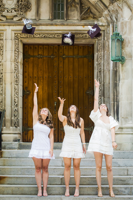 Rejoicing graduates Skyler McCabe '21, Natasha Heyer '21 and Emma Satin '21