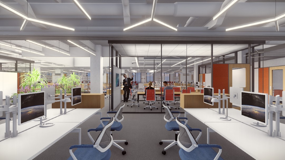 Rendering of office in Lehigh University's HST Building