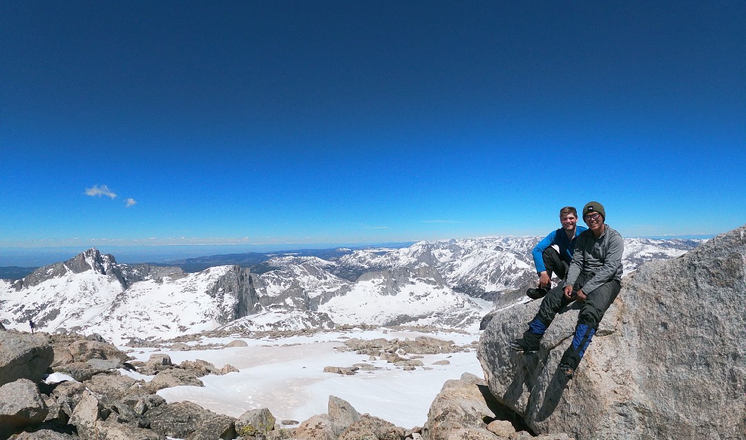 Two Lehigh students at Gannett Peak summit