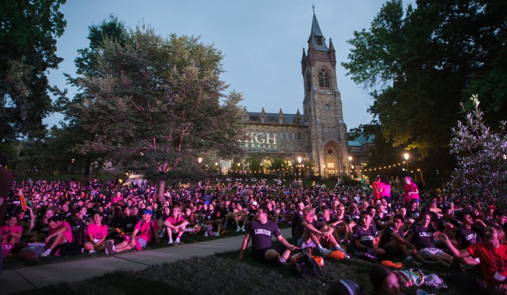 Students on the Clayton University Center lawn