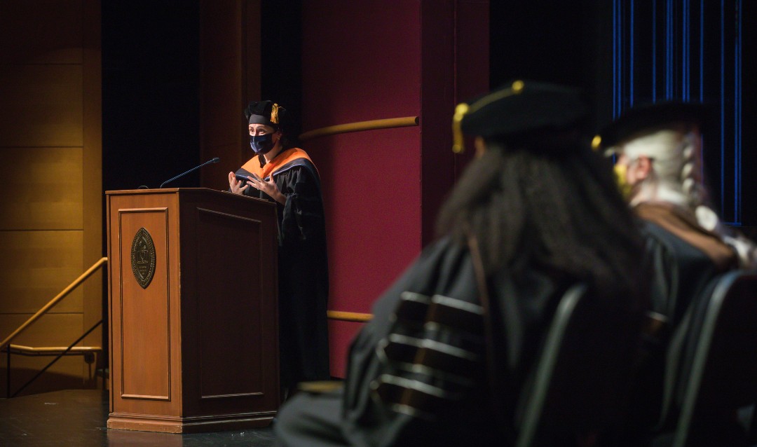 Mechanical Engineering Professor Christina Viau Haden delivered the keynote address