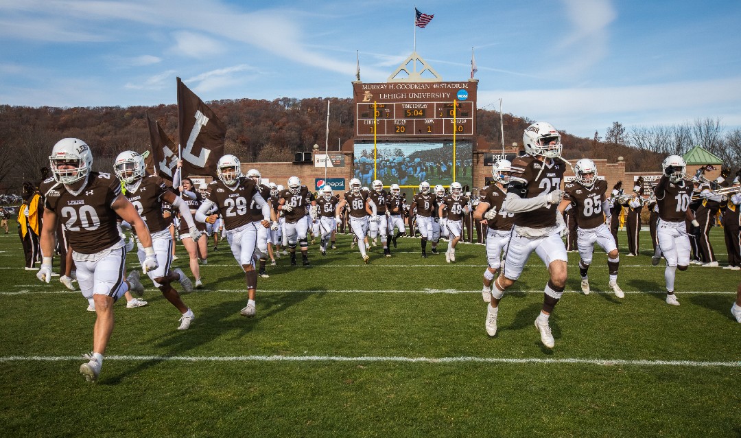 Lehigh players run on field