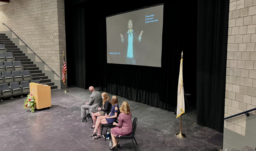 Lehigh student Adrian Suarez ’22 delivers remarks via video