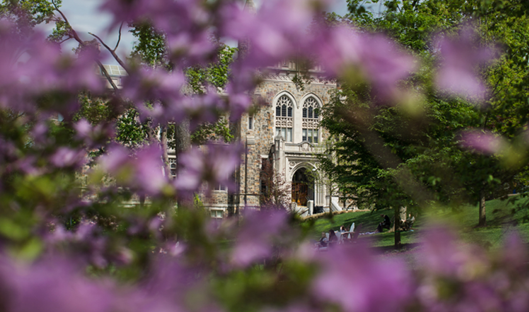 Linderman Library in spring