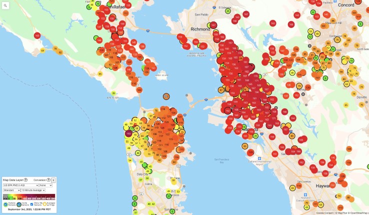 PurpleAir monitors map