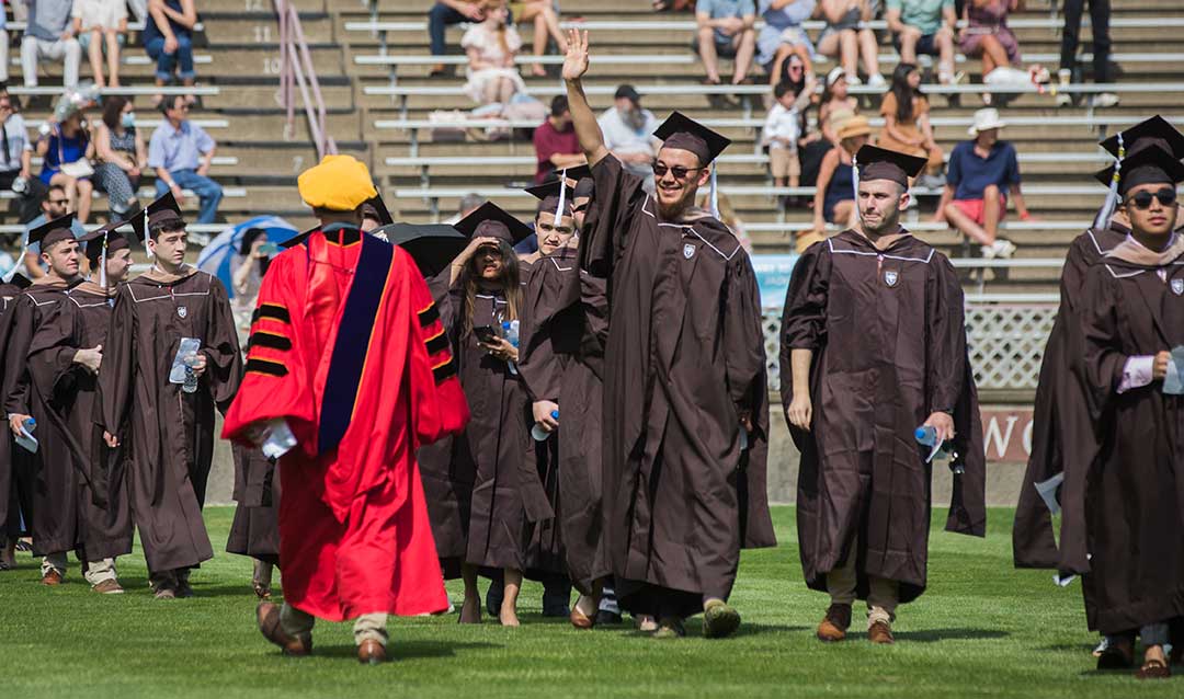 Graduates line up