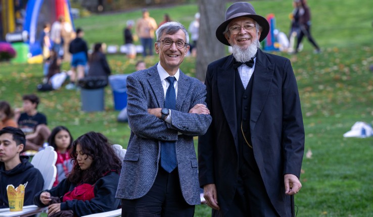 Lehigh President Joseph J. Helble ’82 (left) with Asa Packer