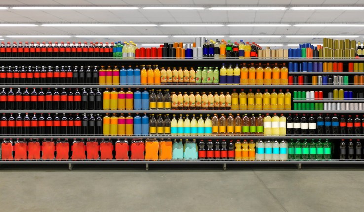 soda on shelf in store