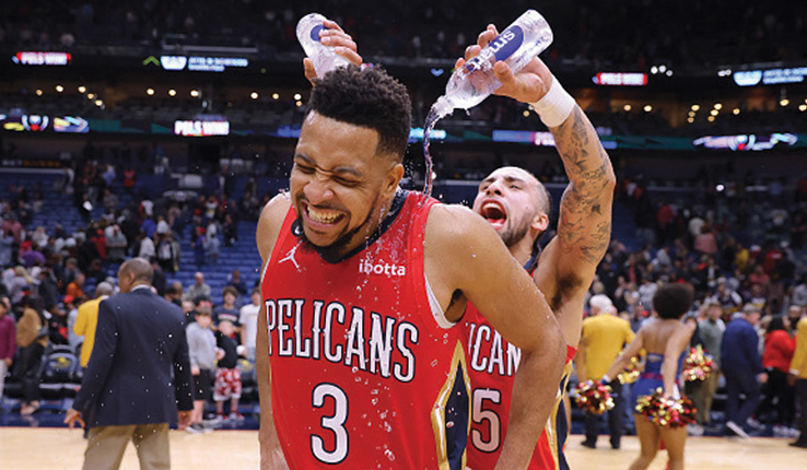 CJ McCollum celebrates