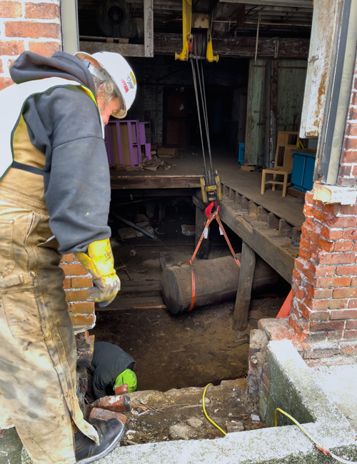 An original boiler was recovered from a shuttered factory 