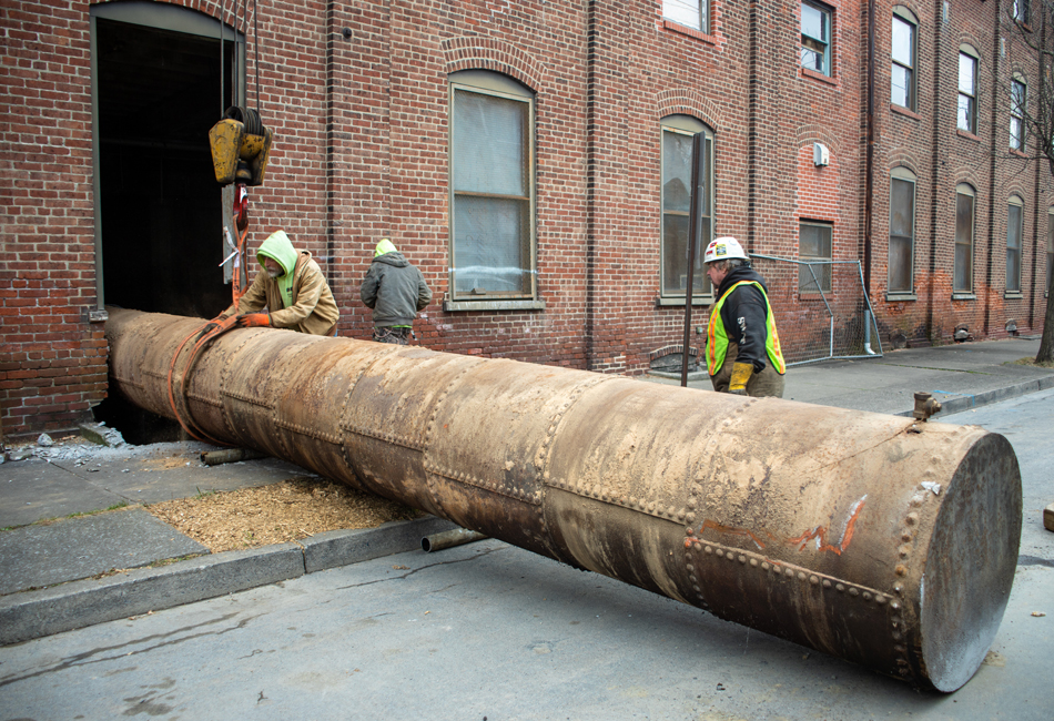 An original boiler was recovered from a shuttered factory 