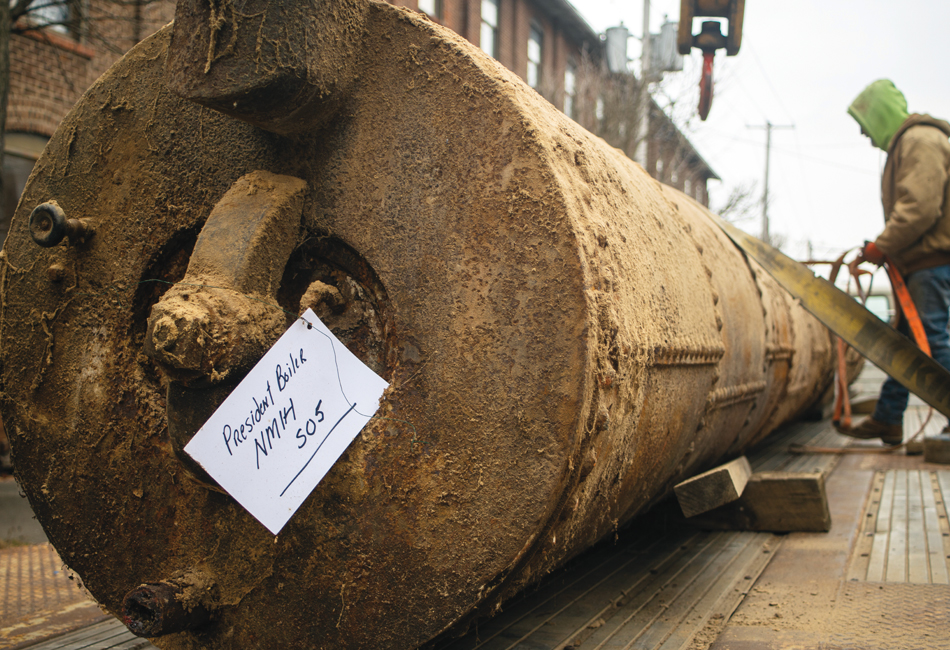 An original boiler was recovered from a shuttered factory 