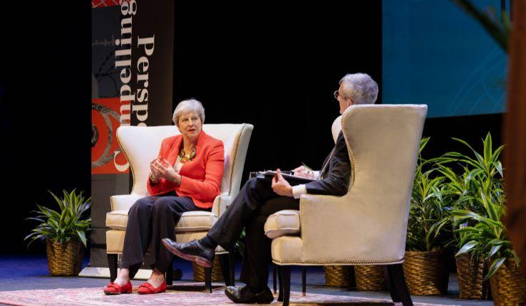 The Rt. Hon. Theresa May, MP, with Joseph Helble