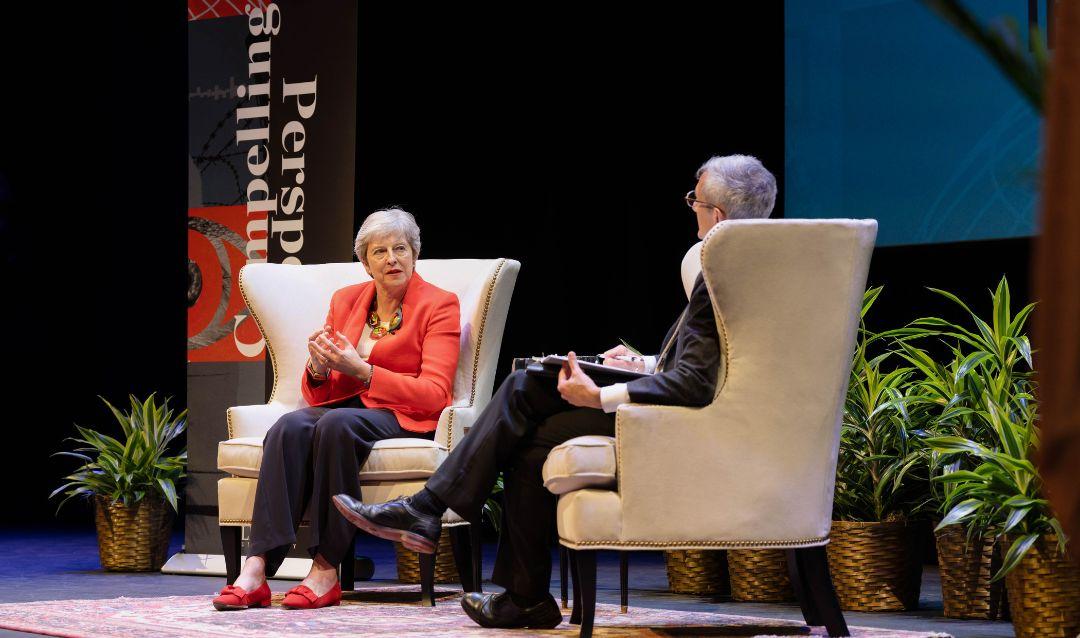 The Rt. Hon. Theresa May, MP, with Joseph Helble