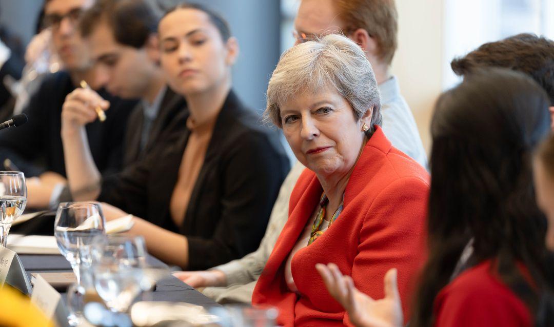 The Rt. Hon. Theresa May, MP meets with students during a question-and-answer session