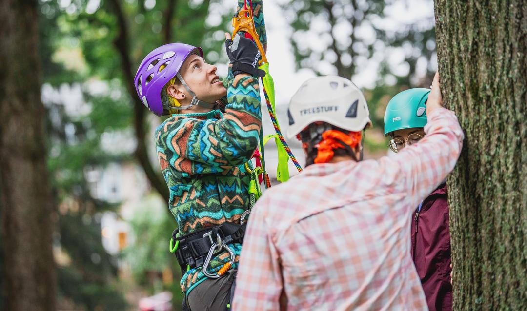 Students learn to safely climb trees