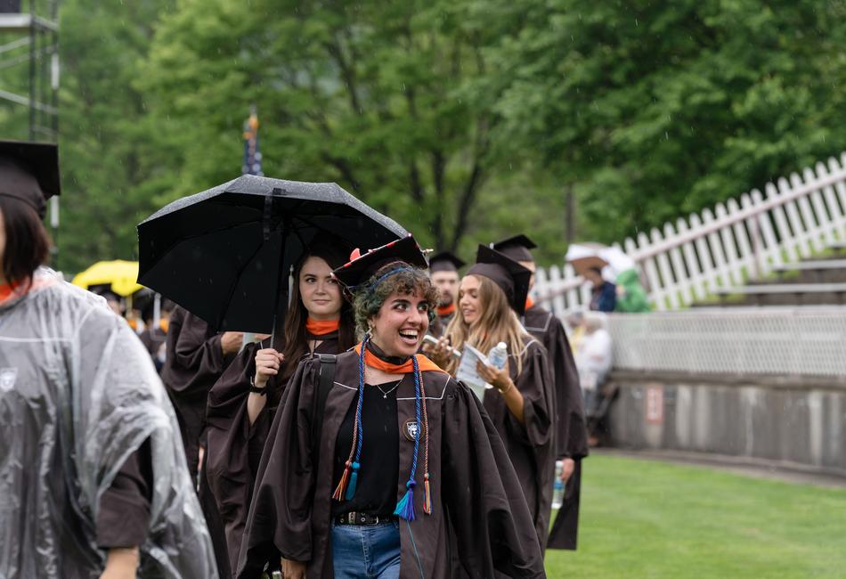 Graduates in the rain