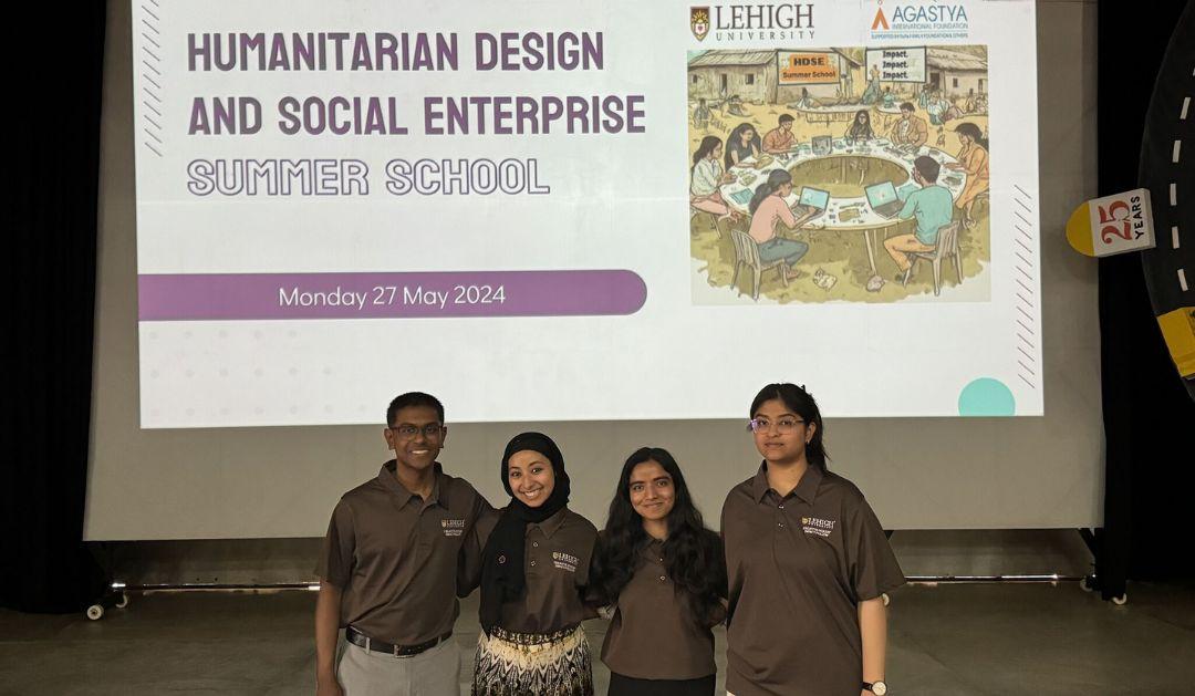 Team members from the Humanitarian Design and Social Enterprise (HDSE) Academy pose for a photo after a successful workshop in India.