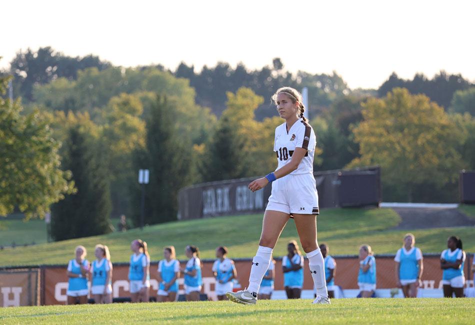 Esther Brossard playing soccer at Lehigh