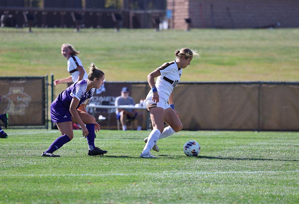 Esther Brossard playing soccer at Lehigh