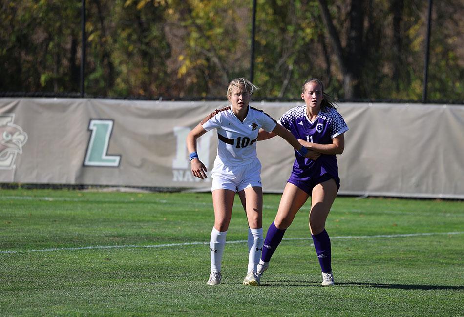 Esther Brossard playing soccer at Lehigh