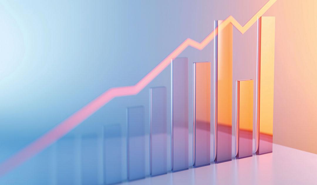 map graphic showing upward trend on a chart