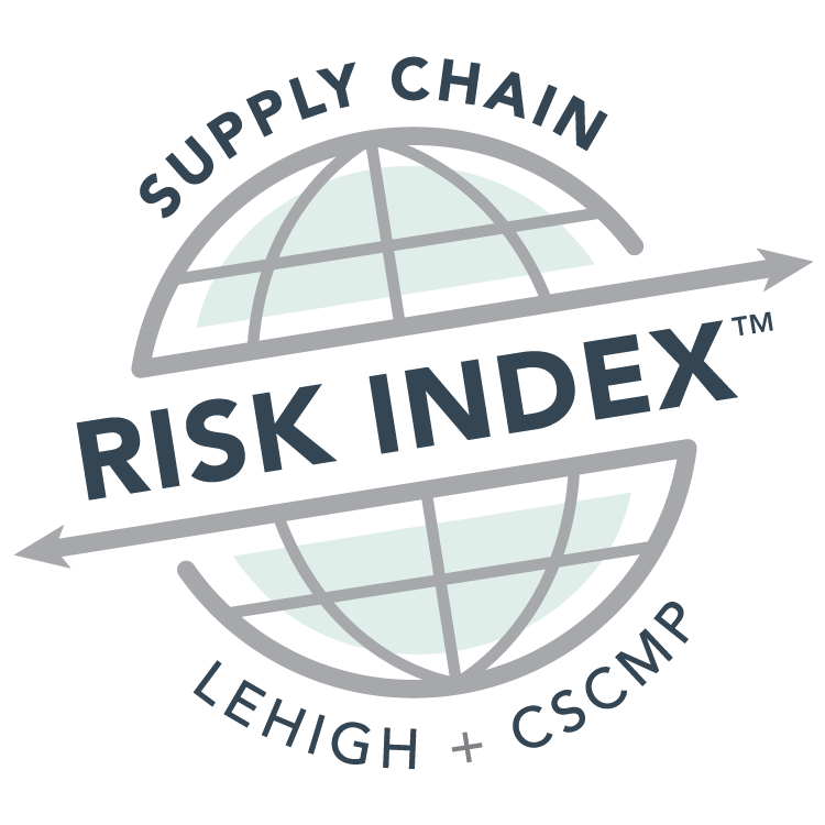Supply Chain Risk Index™ logo: globe with "Lehigh + CSCMP".