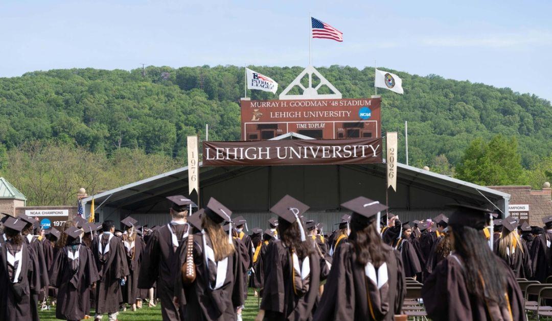 Students gathering for the 158th Commencement at Lehigh University.