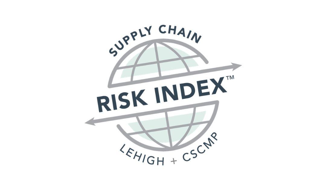 Logo for Lehigh + CSCMP Supply Chain Risk Index featuring a globe and arrow.