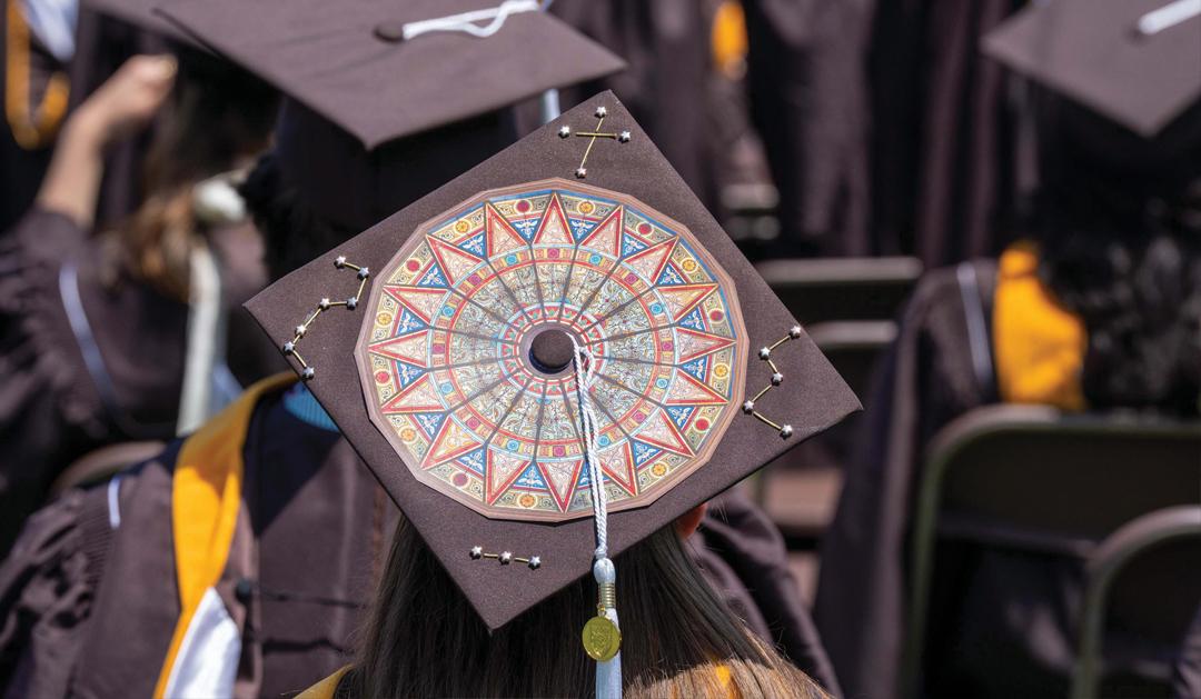 Photograph of a graduate's decorated cap.