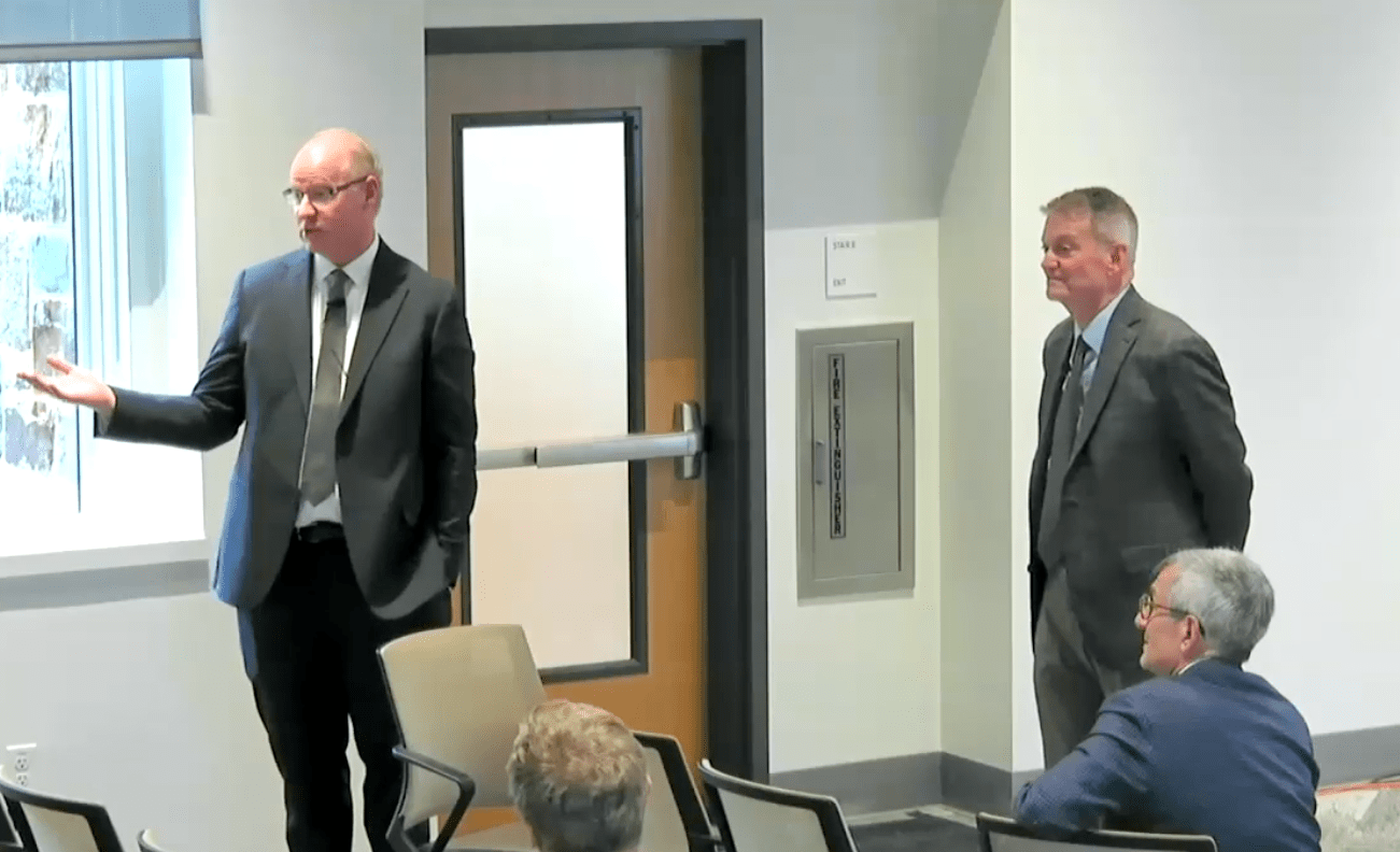 Provost Urban and Interim Vice President Erickson, along with President Helble, update campus on Lehigh strategy progress at a Town Hall in November 2025.