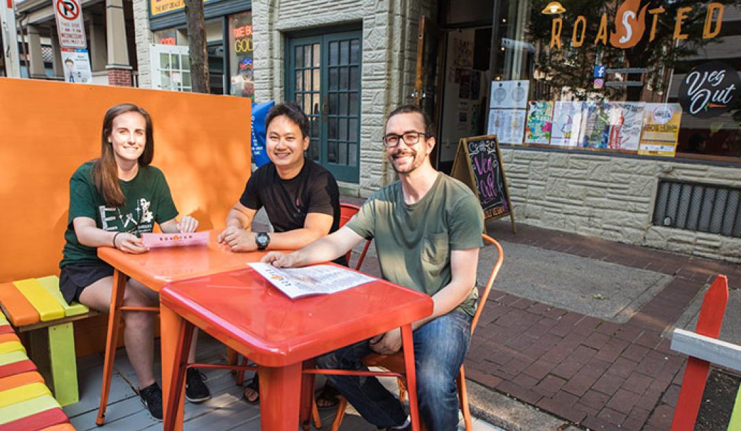 Students at an outdoor table