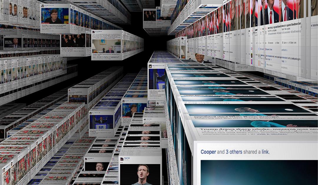 Illustration of rows of social media profile pages