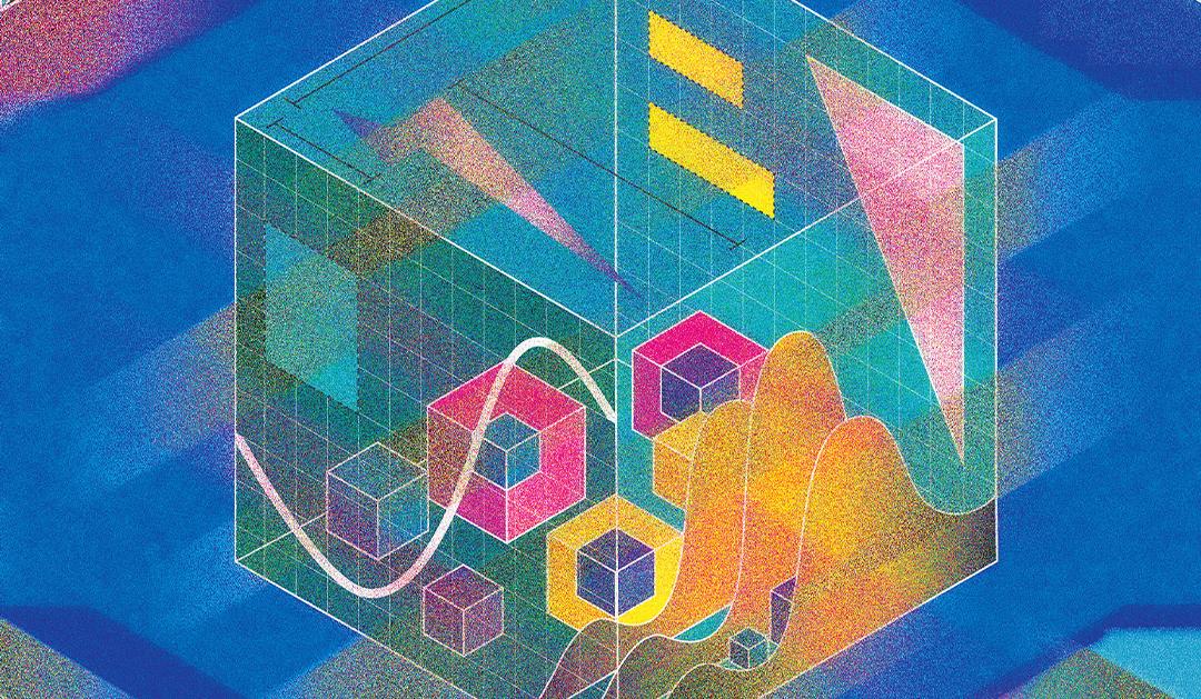 Colorful image inside cube