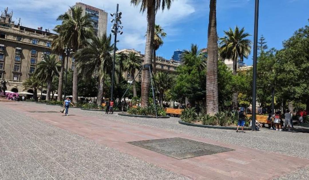 Plaza de Armas, the historic city center in Santiago. 