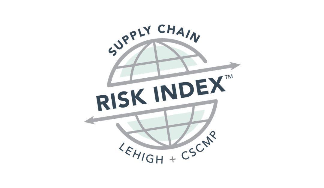 Logo for Lehigh + CSCMP Supply Chain Risk Index featuring a globe and arrow.