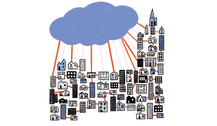 Illustration of the icloud into buildings