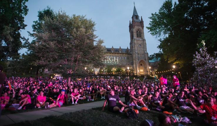 Students on the Clayton University Center lawn