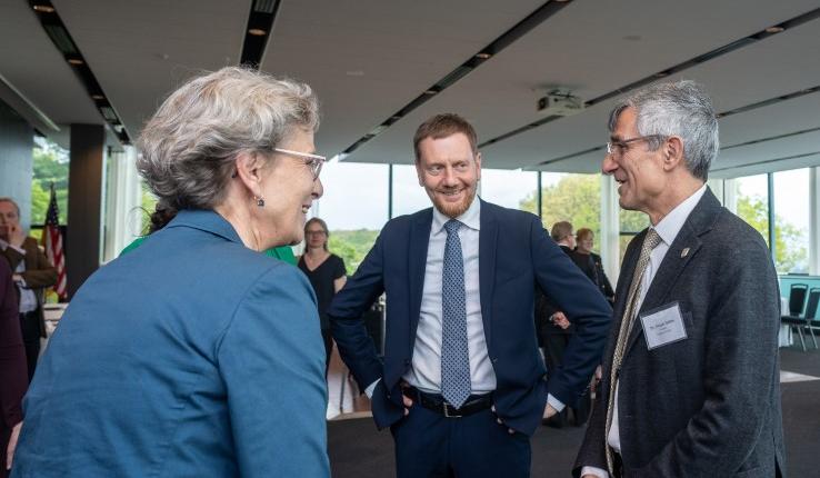 Ursula M. Staudinger, president of Technische Universität Dresden; Minister-President of the Free State of Saxony in Germany Michael Kretschmer; and Lehigh President Joseph J. Helble.